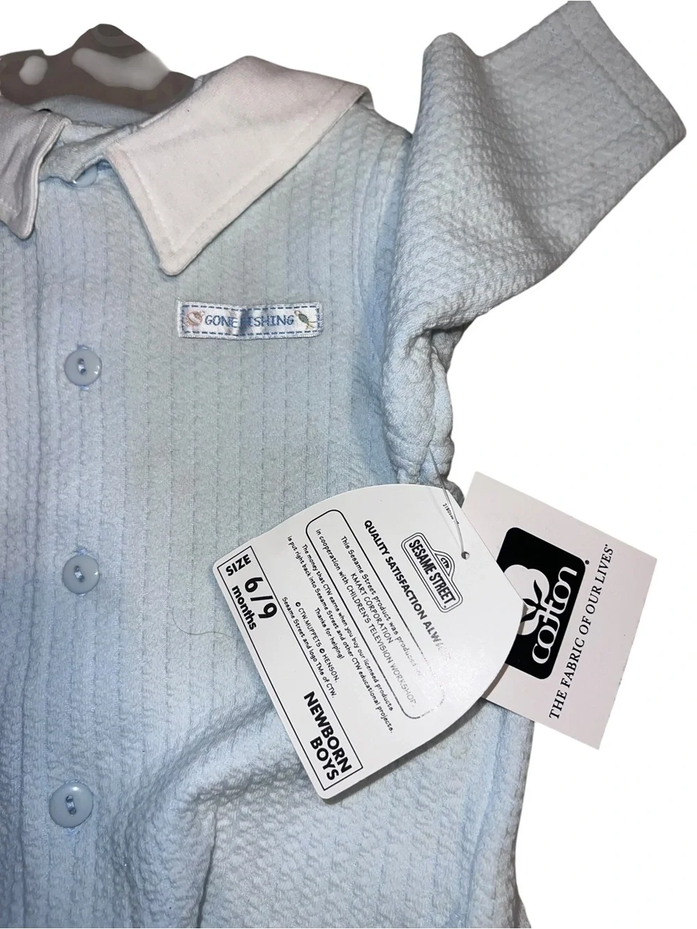 Elmo Light Blue Baby Footed 2-Piece Set with Collar and Printed Bodysuit 6-9m